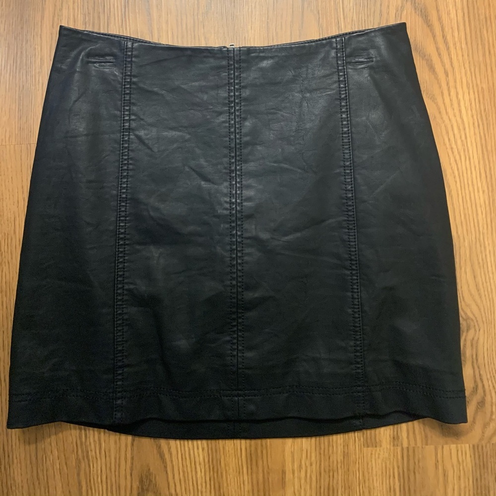 Free People Black Leather Skirt